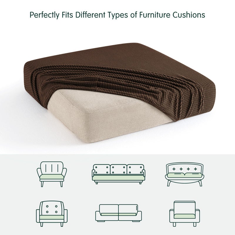 CHUN YI Stretch Couch Cushion Cover Suitable for 3 Settee, Sofa Seat Slipcover with Spandex Jacquard Fabric(Large,Chocolate) - Image 5